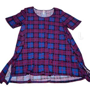 Lularoe Perfect T plaid tunic top